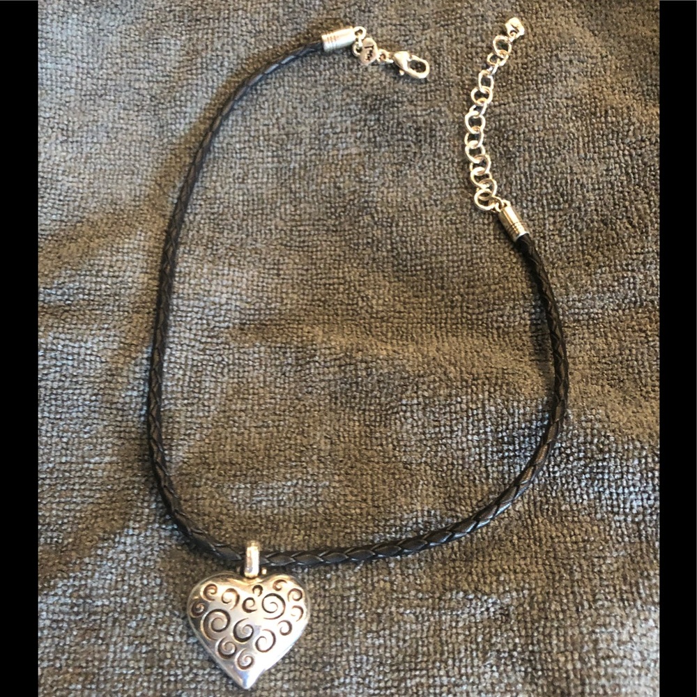 Brighton Bella Luna heart black leather necklace